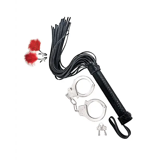 Bondage by Nasstoys Whip & Cuff Set - Bondage Blindfolds & Restraints