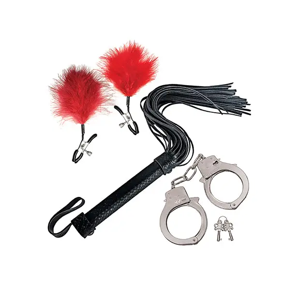 Bondage by Nasstoys Whip & Cuff Set - Bondage Blindfolds & Restraints