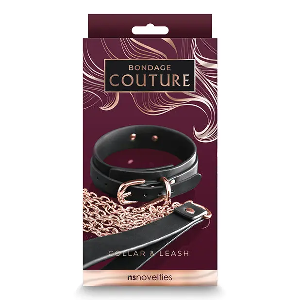 Bondage Couture Collar & Leash Black - Collar