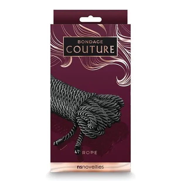 Packaged Bondage Couture Rope by NS Novelties in a burgundy box