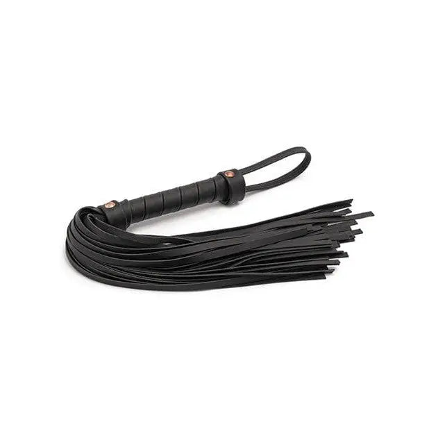 Bondage Couture Vinyl Flogger by NS Novelties: Black leather flogger with wrapped handle