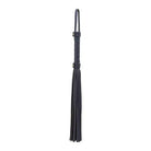 Bondage Couture Vinyl Flogger, black leather flogger with wrapped handle and multiple tails