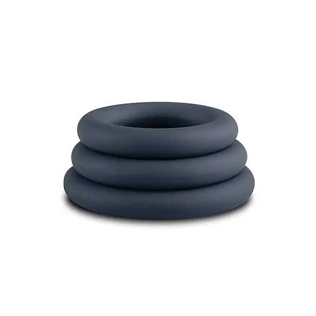 Boners 3 Pc Cock Ring Set - Black - Cock Ring