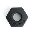 Black hex nut for Boneyard Bust A Nut Cock Ring with hole for nut cock functionality