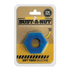 Close-up of a blue plastic nut on a card for Boneyard Bust A Nut Cock Ring