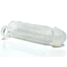 Clear glass bottle with silver handle from Boneyard Meaty Cock Extender collection