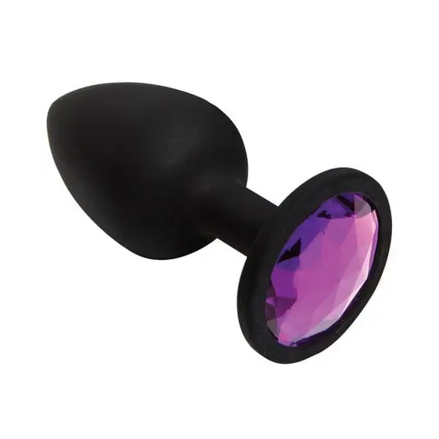 Booty Bling: Elegant black and purple glass ball with a dazzling purple stone for added allure