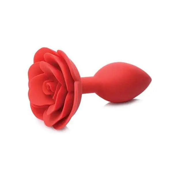 Booty Bloom Silicone Rose Anal Plug - Red rose-shaped anal plug for stylish pleasure