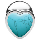 Booty Sparks Authentic Turquoise Gemstone Heart Anal Plug - Butt Plug