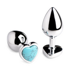 Booty Sparks Authentic Turquoise Gemstone Heart Anal Plug - Butt Plug