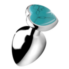 Booty Sparks Authentic Turquoise Gemstone Heart Anal Plug - Large / Blue - Butt Plug