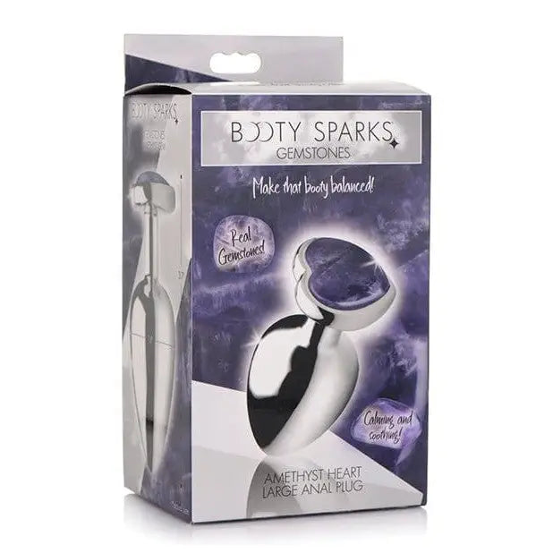 Booty Sparks Gemstones Amethyst Heart Anal Plug with a stunning amethyst gemstone base