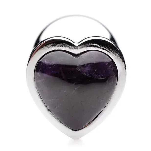 Heart-shaped pendant with dark purple gemstone set in a silver bezel - Booty Sparks Gemstones