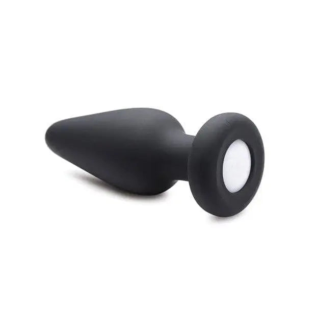 Booty Sparks Silicone Light Up Anal Plug - Black silicone with white circular base