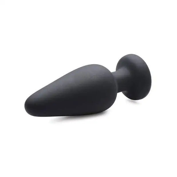 Booty Sparks Silicone Light Up Anal Plug showcasing a black tapered anal plug with flared base