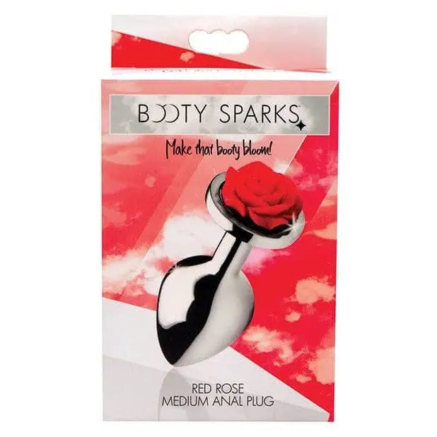 Booty Sparks Plug Medium Bootysparks Red Rose Anal Plug - Silver at the Haus of Shag