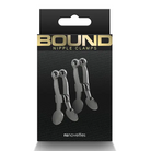 Bound Nipple Clamps C3 Gunmetal - sleek silver metal clips against a black background