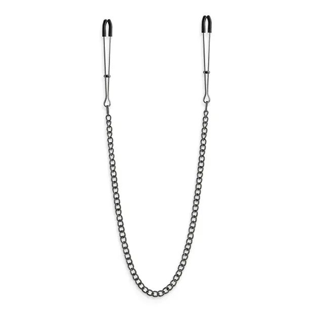 Bound Nipple Clamps C3 Gunmetal featuring a black chain with a black clasp