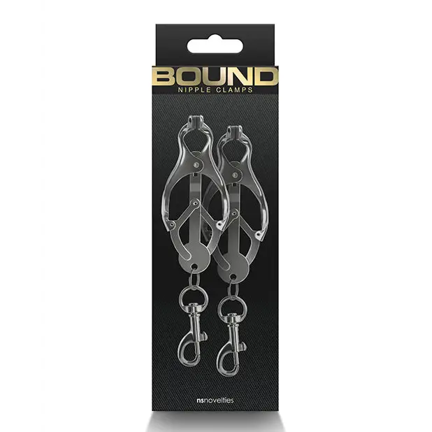 Bound Nipple Clamps C3 Gunmetal with sturdy rope and durable hooks for enhanced restraint