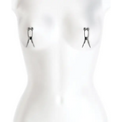 Close-up of Bound Nipple Clamps on mannequin with scissors, Bound Nipple Clamps C3 Gunmetal