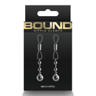 Silver Bound Nipple Clamps C3 Gunmetal with hooks for sensual play and elegance