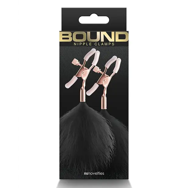 Bound Nipple Clamps F1 Black with triple clips and fur for enhanced sensation and style