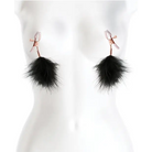 Close-up of a mannequin with Bound Nipple Clamps F1 Black earrings