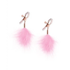 Pink Feather Earrings with Bound Nipple Clamps - Stylish Addition to Bondage Accessories