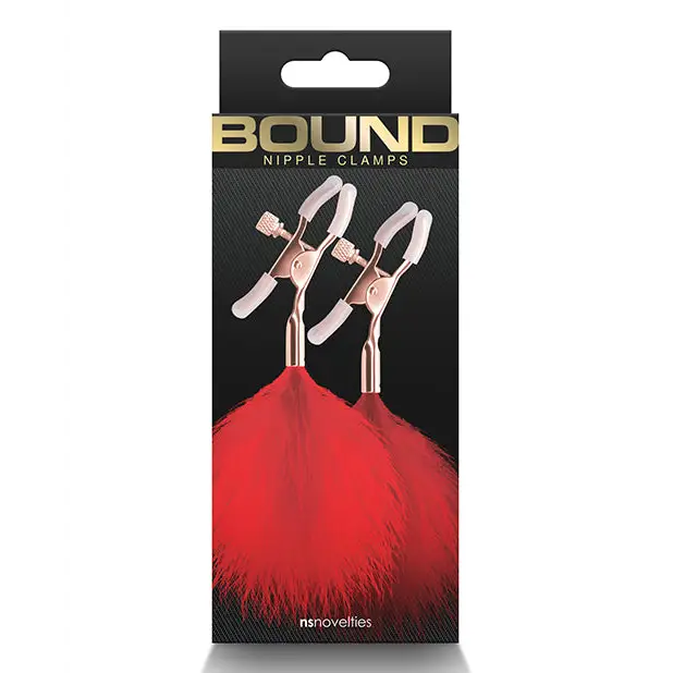 Box of three red hair clips with black background in Bound Nipple Clamps F1 Black