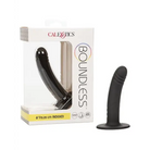 Box containing the Boundless 6 Ridged Black silicone vibrating device with suction cup base