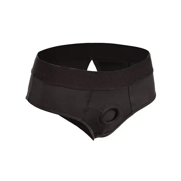 Boundless Backless Brief: Black underwear with a matching black belt for sleek style