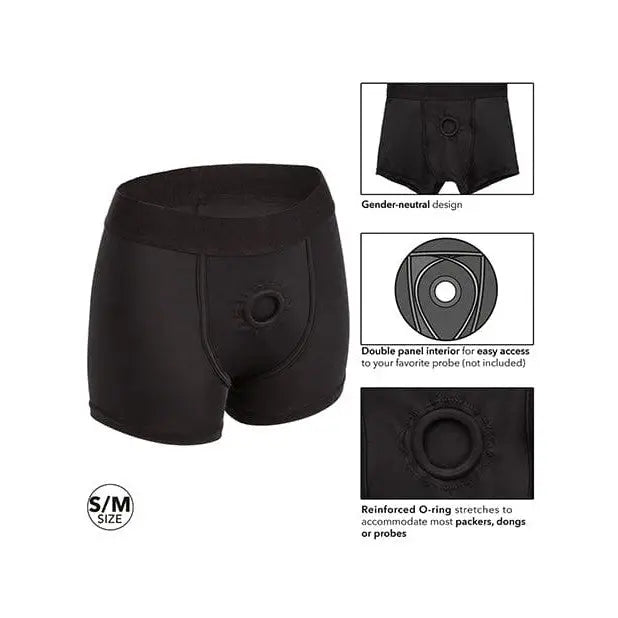 CalExotics Strap Ons Boundless Boxer Brief S/m - Black at the Haus of Shag