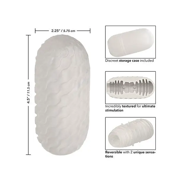 CalExotics Manual Stroker Boundless Reversible Ribbed Stroker - White at the Haus of Shag