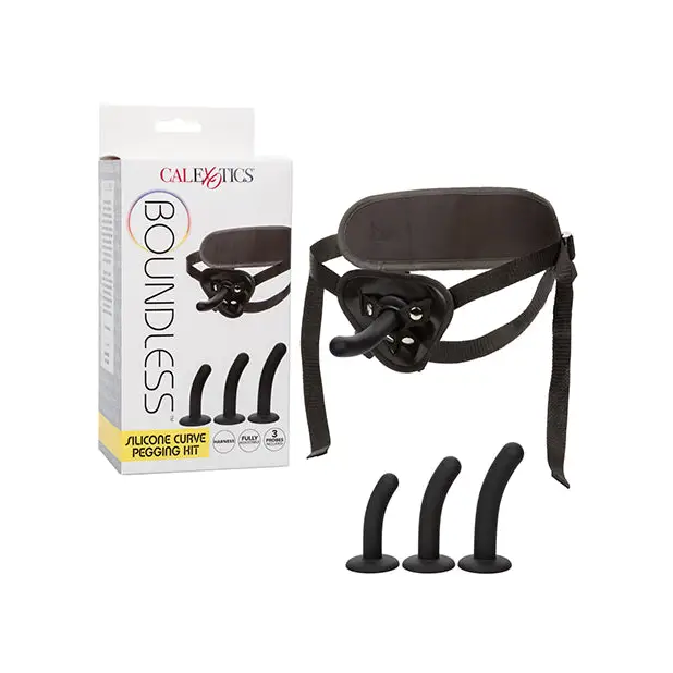 Boundless Silicone Curve Pegging Kit - Black - Strap On Kit