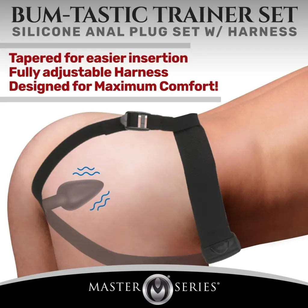 Master Series Plug Bum-tastic 28x Silicone Anal Plug With Comfort Harness And Remote Control at the Haus of Shag