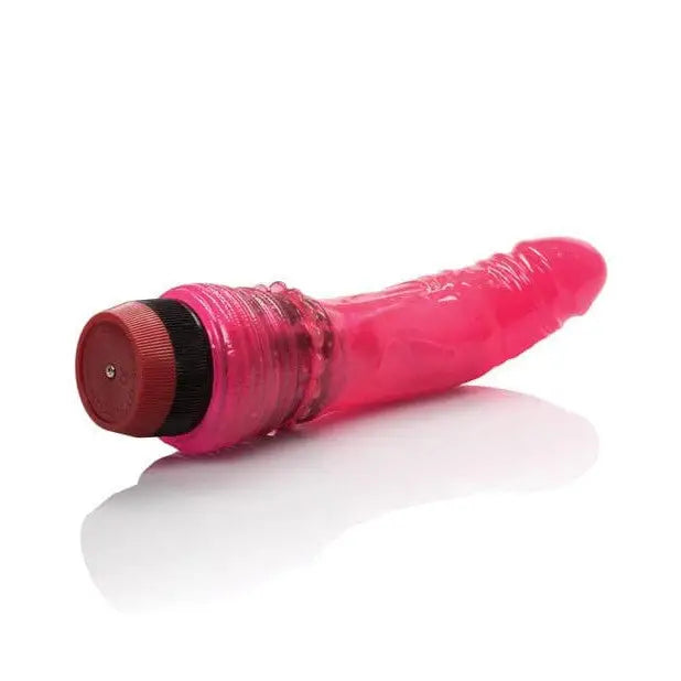 CalExotics Realistic Vibrator CalExotics Hot Pinks Curved Jelly Vibrating 6.5" Dildo at the Haus of Shag