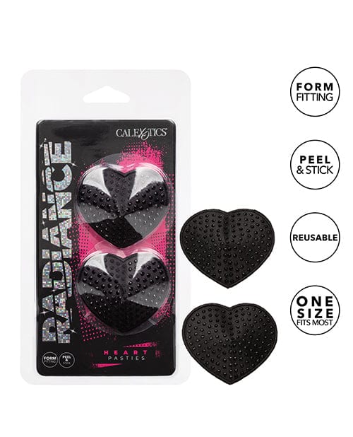 CalExotics Pasties Radiance Heart Pasties - Black O/s at the Haus of Shag