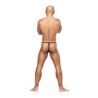 Bald, muscular man in Caribbean Crush Posing Strap, viewed from behind