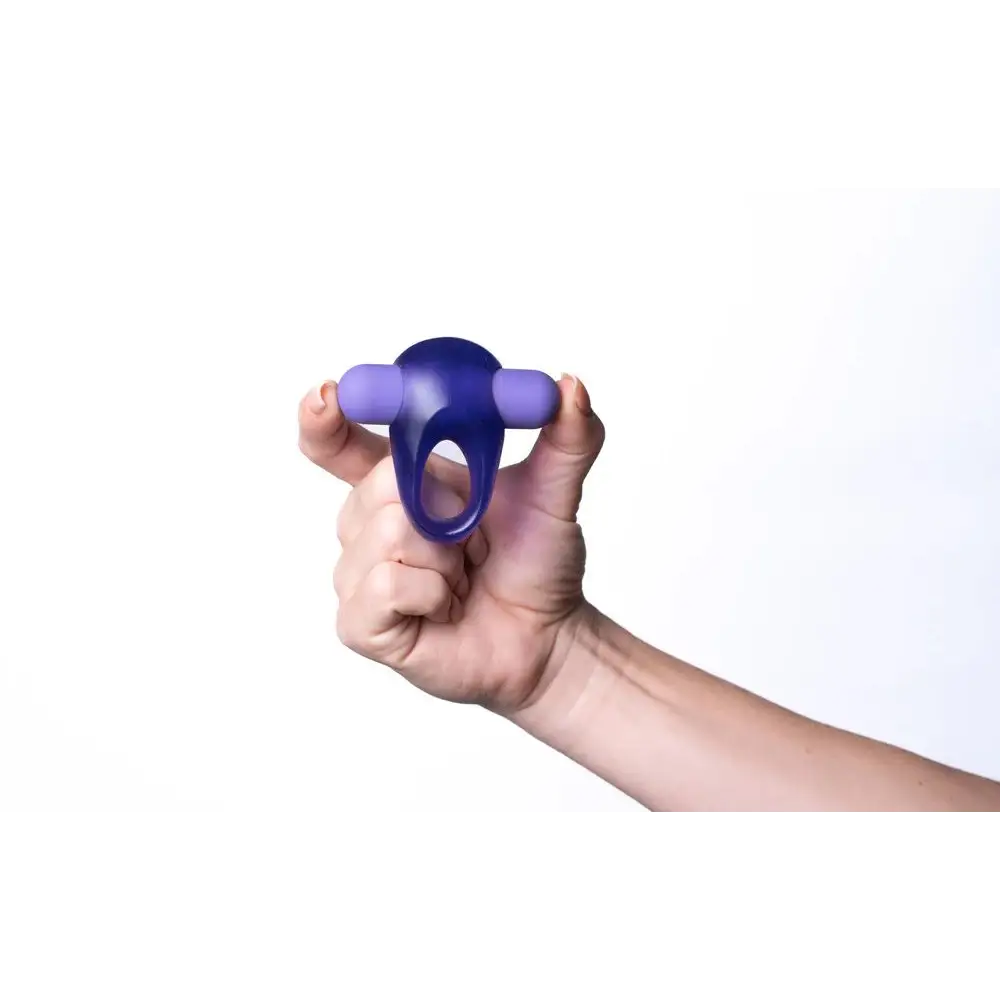 Casey Rechargeable Vibrating Erection Enhancer Ring Purple - Cock Ring