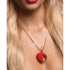 Charmed 10x Vibrating Silicone Heart Necklace – Red heart-shaped pendant with gold-toned half