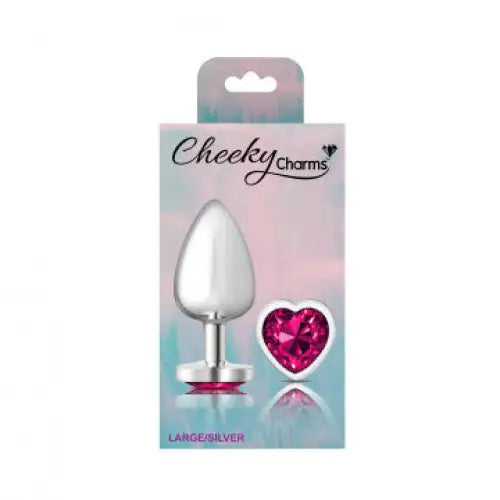 Cheeky Charms Heart Bright Pink Silver Plug - Butt Plug