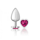 Cheeky Charms Heart Bright Pink Silver Plug - Large - Butt Plug