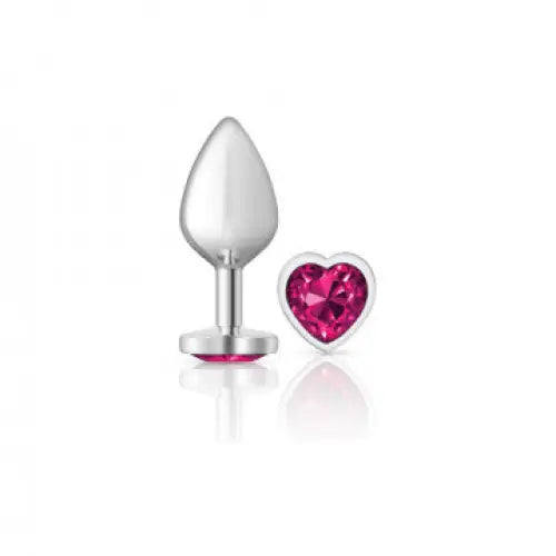 Cheeky Charms Heart Bright Pink Silver Plug - Medium - Butt Plug