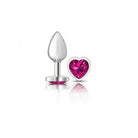 Cheeky Charms Heart Bright Pink Silver Plug - Small - Butt Plug