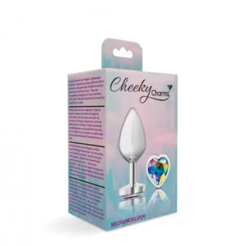 Cheeky Charms Heart Clear Iridescent Silver Plug - Butt Plug