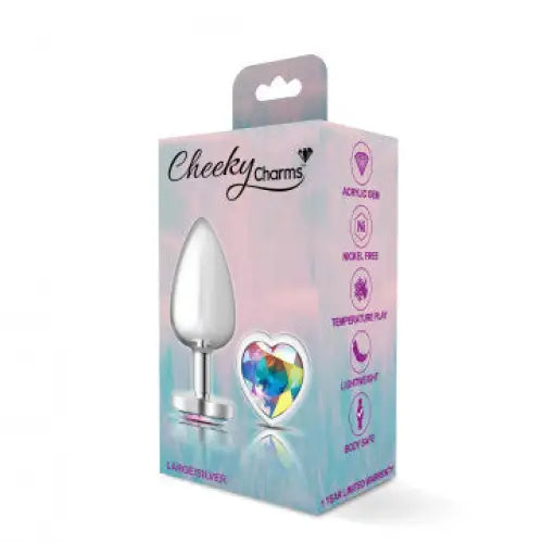 Cheeky Charms Heart Clear Iridescent Silver Plug - Butt Plug