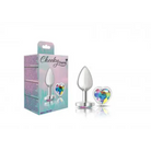 Cheeky Charms Heart Clear Iridescent Silver Plug - Butt Plug