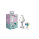 Cheeky Charms Heart Clear Iridescent Silver Plug - Butt Plug