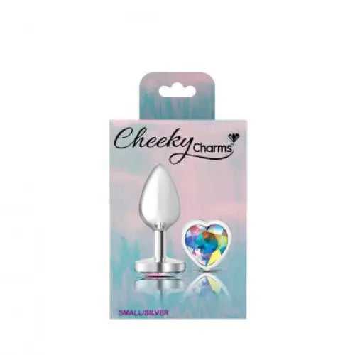 Cheeky Charms Heart Clear Iridescent Silver Plug - Butt Plug