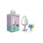 Cheeky Charms Heart Clear Iridescent Silver Plug - Butt Plug